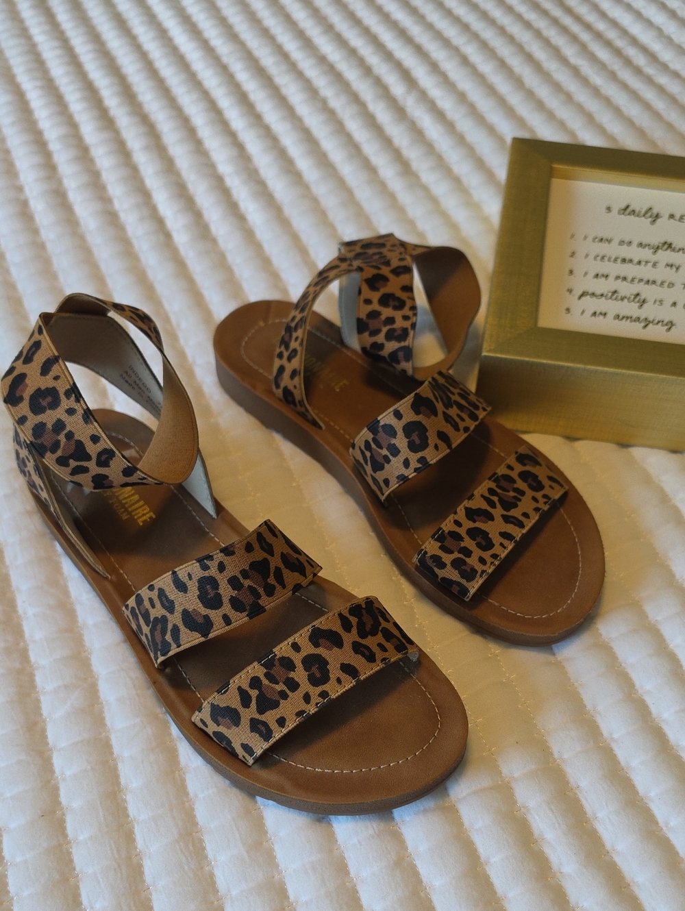Leopard Print Strappy Flat Sandals